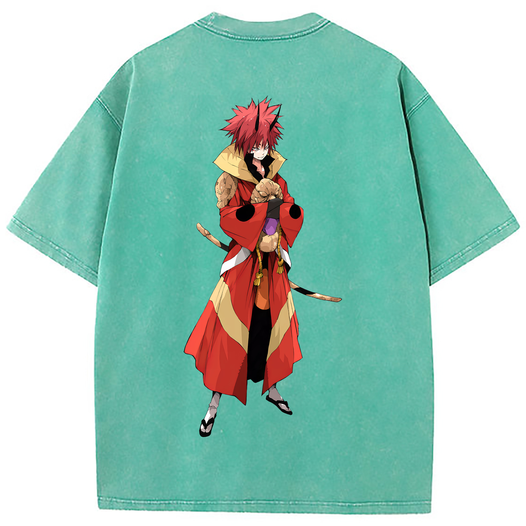 （画像用） 転スラ Regarding Reincarnated to Slime 綿100% ヴィンテージ風 半袖Tシャツ（背面プリント）